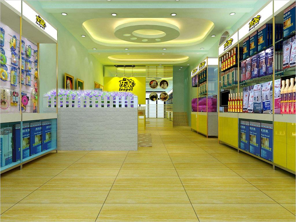 樂(lè)寵寵物用品店連鎖機(jī)構(gòu)logo設(shè)計(jì)之店面設(shè)計(jì)