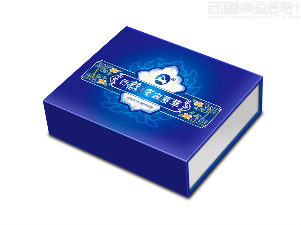 青海省藥材有限公司冬蟲(chóng)夏草保健品禮盒包裝設(shè)計(jì)藍(lán)色色純凈版