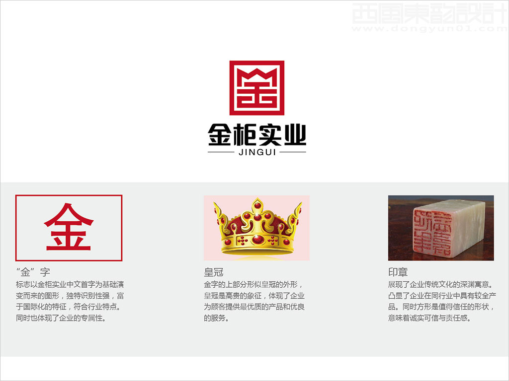 深圳市金柜實業(yè)有限公司標志設計創(chuàng)意理念說明釋義圖