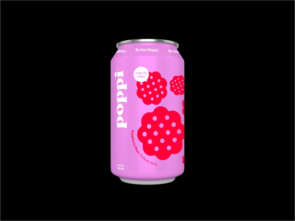 Poppi樹莓玫瑰益生元蘇打水飲料包裝設(shè)計