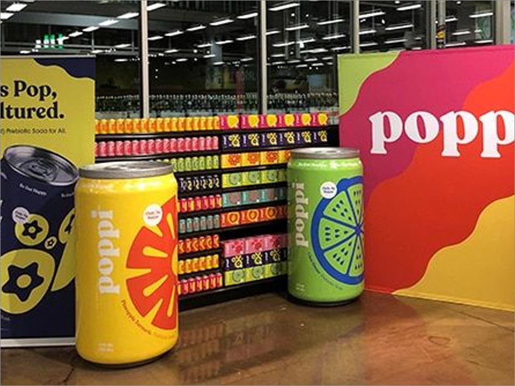 Poppi益生元蘇打水飲料包裝設(shè)計之賣場貨架展示照片