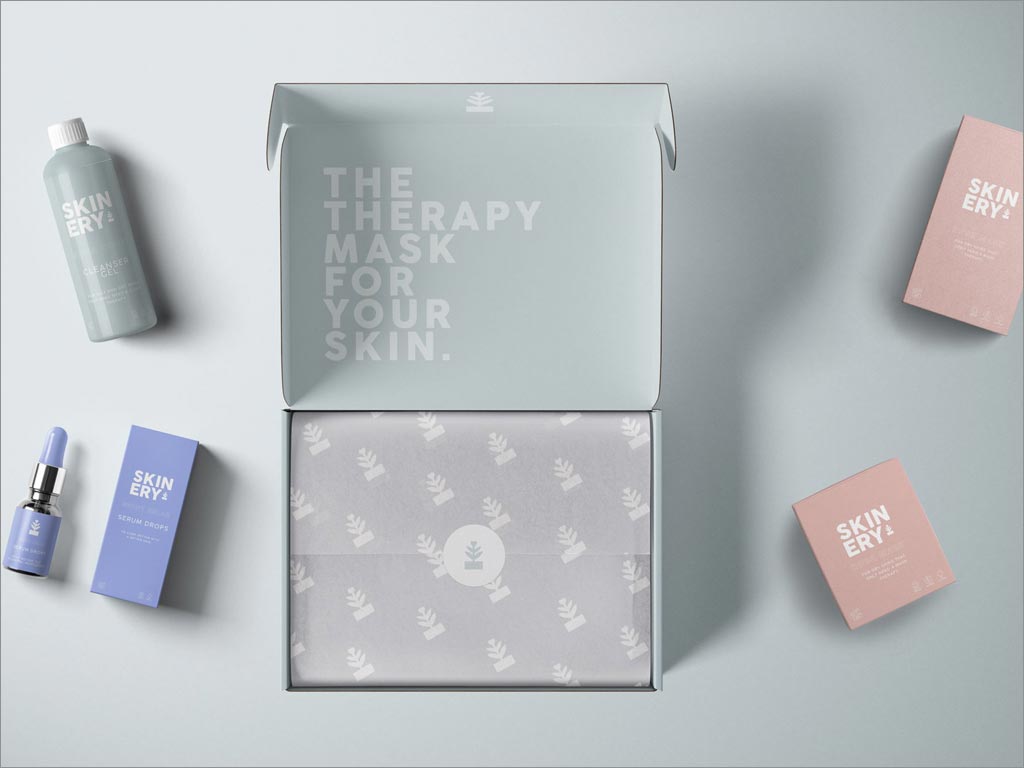 簡約的Skinery有機(jī)護(hù)膚產(chǎn)品包裝設(shè)計(jì)之開盒展示效果