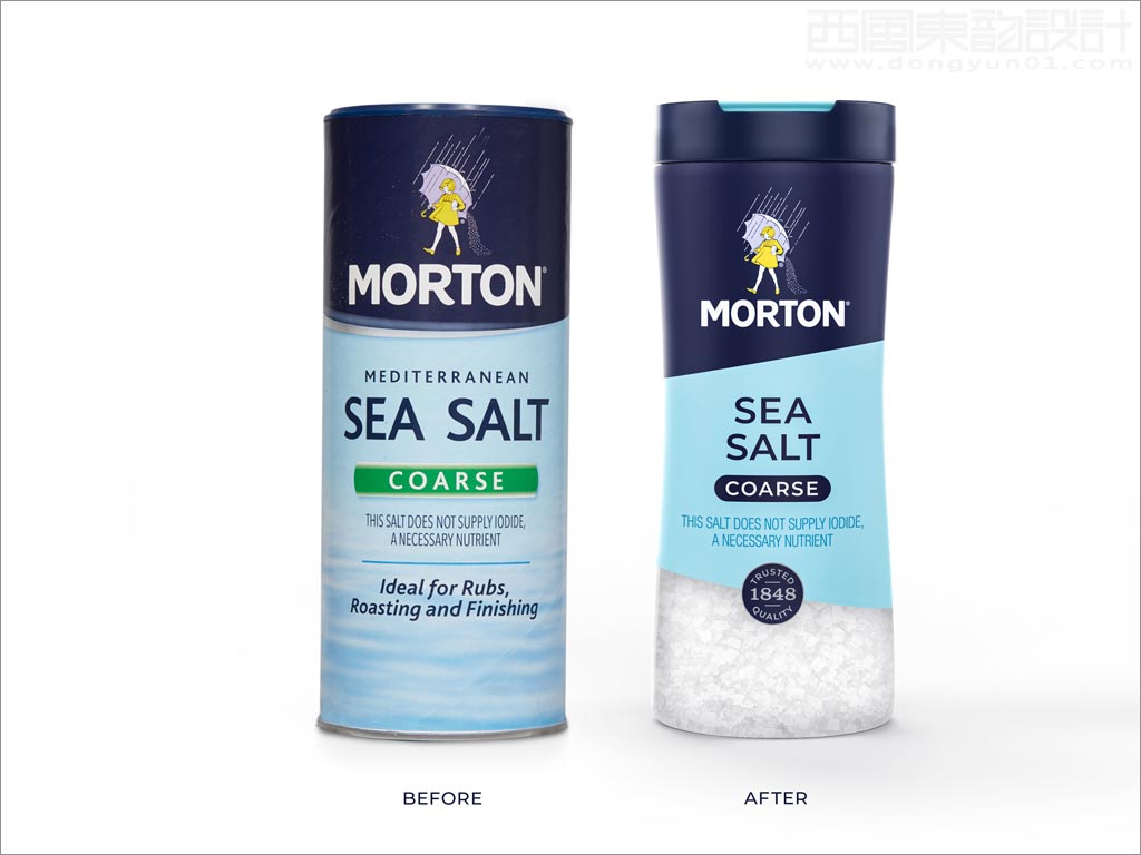美國Morton食用鹽新舊包裝設(shè)計對比