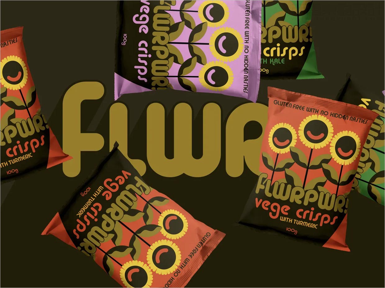 美國FLWRPWR Vege Crisps蔬菜水果脆片包裝設(shè)計(jì)