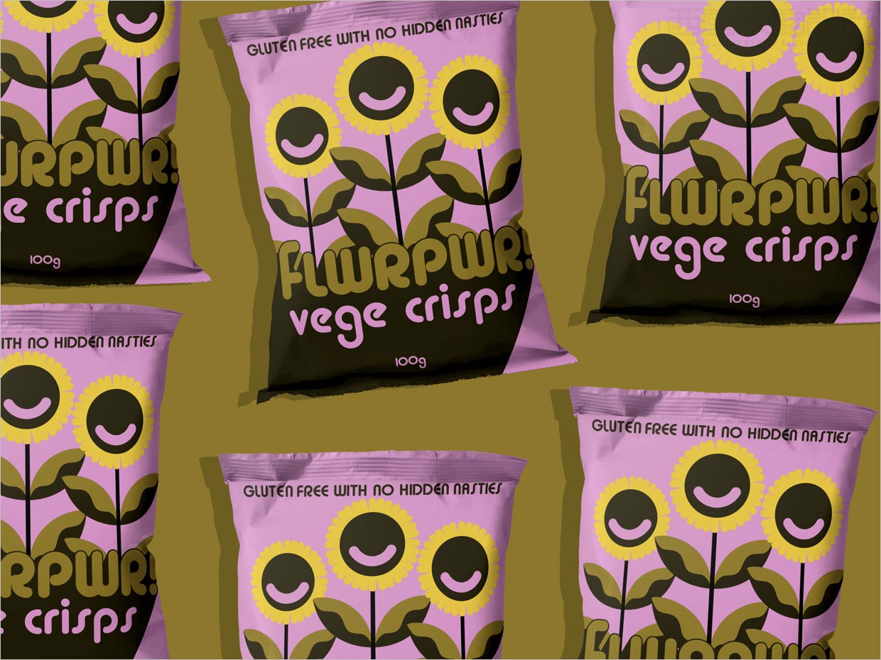 美國FLWRPWR Vege Crisps蔬菜水果脆片包裝袋設(shè)計(jì)