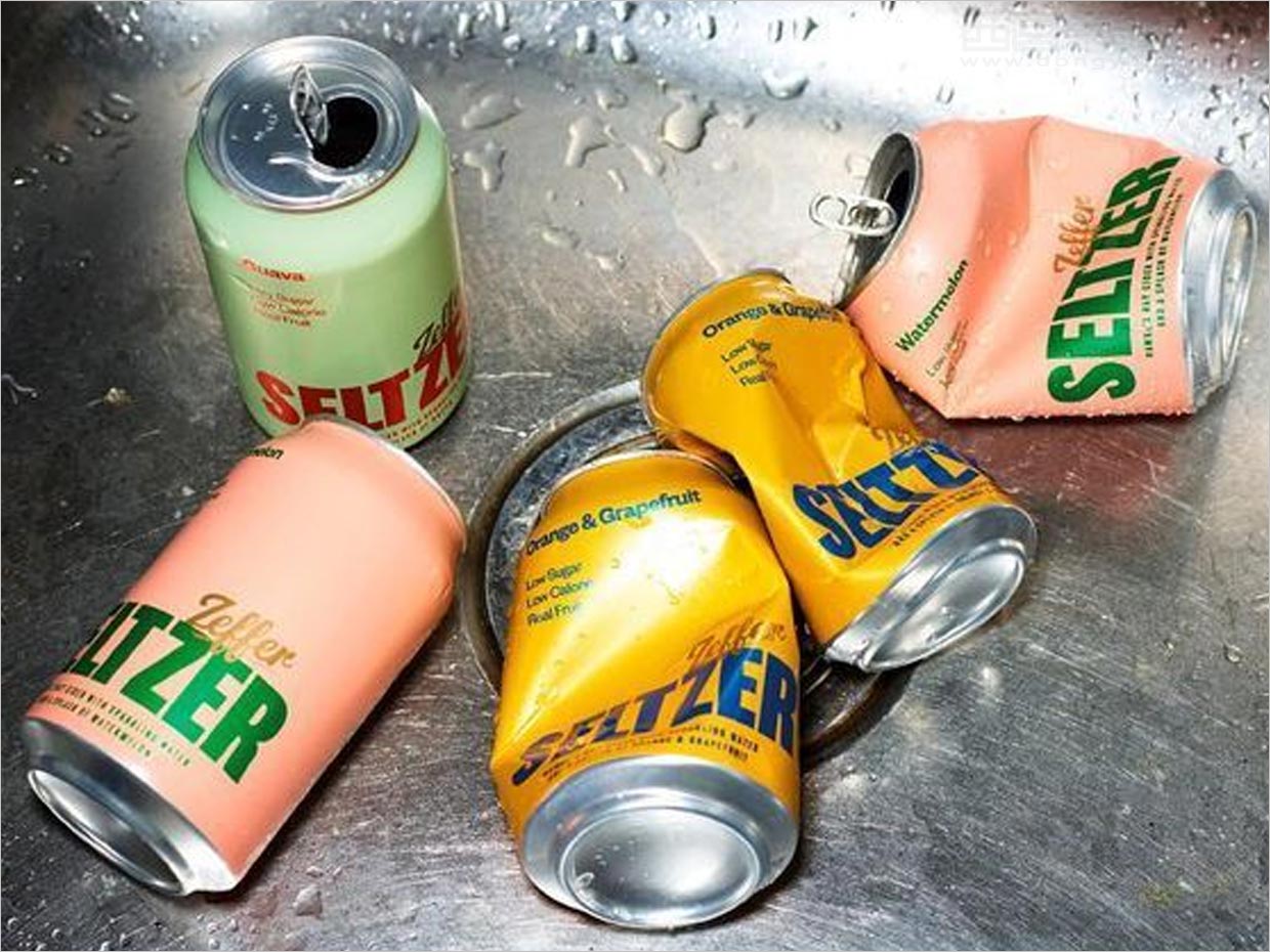 采用醒目品牌字體設(shè)計(jì)的新西蘭Zeffer蘋果酒蘇打水飲料易拉罐包裝設(shè)計(jì)