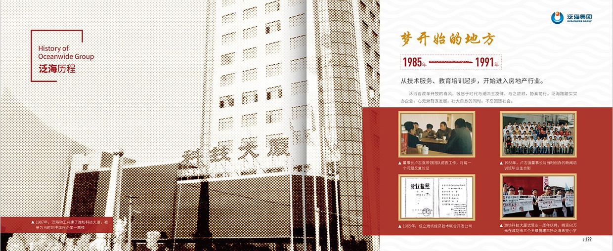 中國泛?？毓杉瘓F35周年畫冊設(shè)計之泛海歷程頁面設(shè)計